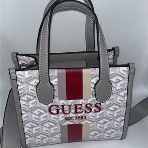 GUESS Women's Grey and Red Tote Bag